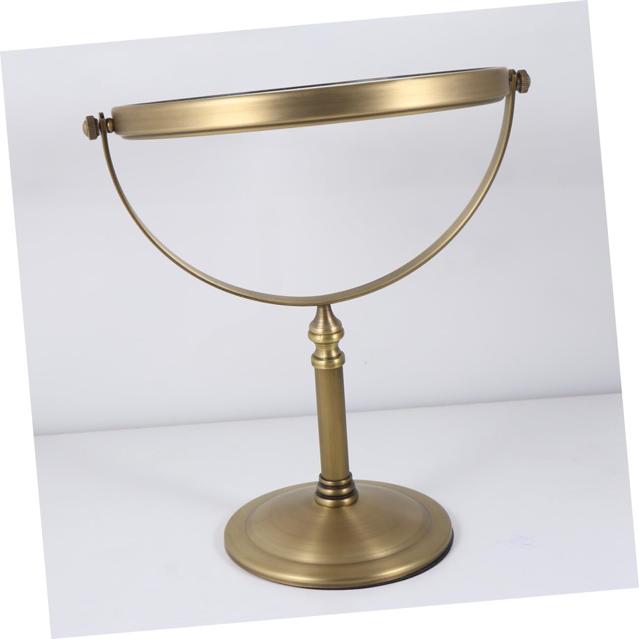 POPETPOP Espejo de Escritorio Doble Cara Aumento 7X 8 Pulgadas Marco de Metal Resistente Base Antideslizante para Mujeres Maquillaje y Cuidado Personal