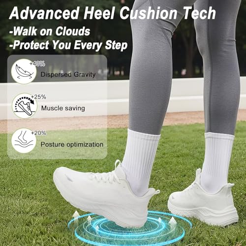 Image of Women's Slip On Walking Shoes Wide Cushion Running Tennis Shoes with Arch Support Insole, Non Slip Sole for Nursing Workout Gym Athletic Fashion Sneakers 6-12