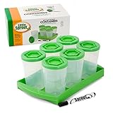 Baby Food Containers: Reusable Stackable Freezer Safe Storage Cups with Tray & Dry-erase Marker (Set of 6 - 4oz) - BPA & PVC Free
