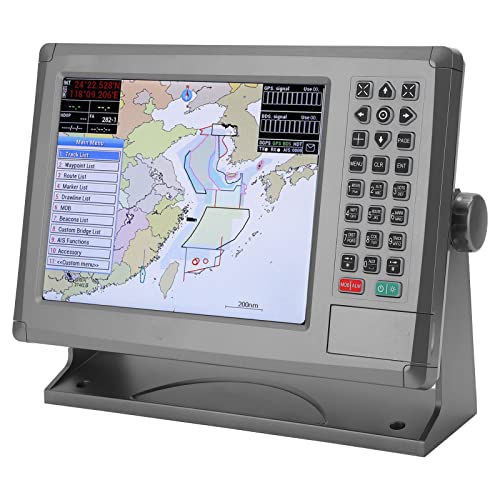 MasYosh Navegador GPS marino de 10.4 pulgadas, pantalla LCD a color con resolución de 800 x 600, alto brillo, IPX6 impermeable, entrada AIS, transmisión de voz, para barco DC12V 36V
