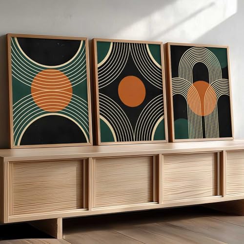 Image of kotart Boho Art Home Decoration Painting | Aesthetic Paintings With Frame For Living Room Bed Room Hotel Wall Decor Digital Reprint Set of 3 (19X25 inch)