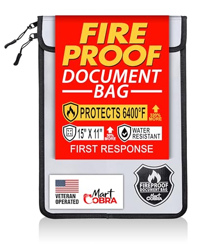 Mart Cobra Fireproof Document Bag with Zipper Fire and Waterproof Document Storage Fireproof Money...