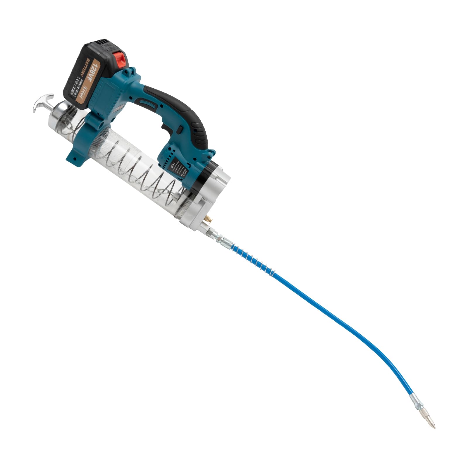Pistola engrasadora eléctrica de 21 V, kit de pistola de grasa eléctrica con baterías de litio de 2600 mAh, 6000 psi, prensa de engrase eléctrica de 23000 rpm, pistola de grasa recargable de