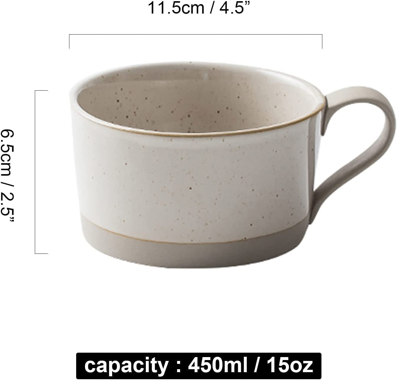 Suppenschalen Keramik-Suppenbecher, Keramik-Suppentasse mit Deckel und Henkel, kleine Frühstücksschüssel mit Löffel, Dessert, bunte Keramik. - Blau - 450 ml(Bianco)