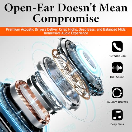 Open Ear Headphones, Wireless Headphones with Smart Digital Display & Mic, Open Ear Earbuds 35H Playtime, Sweat Resistant & Waterproof, Secure Comfortable Fit - Running, Sport, Daily (Rose Gold) - Image 5