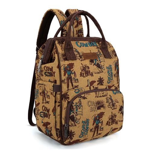 Montana West Mochila feminina Wrangler Aztec de malha casual para laptop, Cowboy amarelo suave, 11.2 x 5.5 x 17 inches, Mochilas Daypack