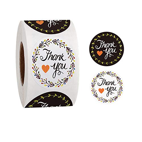 2500 Round Black and White Thank You Stickers for Your Business Purchases, Wedding Labels (2500pcs - Black & White)