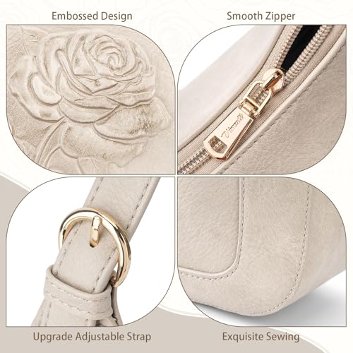 Image of Shoulder Bag for Women, Small Embossed Vegan Leather Hobo Purse | Elegant Crescent Shape Shoulder Purse with Top Handle, Adjustable Strap, Underarm Style for Daily Use, Travel & Gift Choice