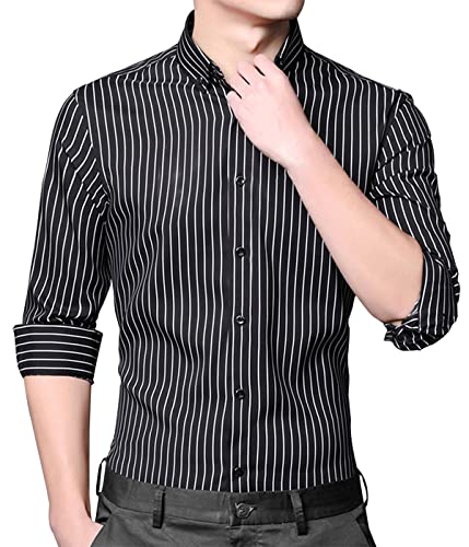 XTAPAN Men's Casual Dress Shirt Long Sleeve Regular Fit Business Button up Shirt2