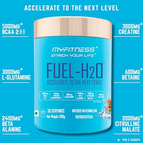 Image of Myfitness Fuel H2O Pre Workout Supplement | Non Caffeine Pre Workout Powder | BCAA | Creatine | Glutamine | Beta Alanine | Citrulline Malate | Taurine | Betaine | Electrolytes | (Infuse Blackberry)