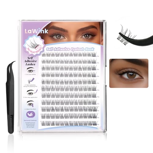 Self Adhesive Eyelashes Clusters Natural Lash Clusters No Glue Needed Lash Clusters 10-16mm 132pcs Natural look C curl Press On Lashes Pre Glued Eyelash Clusters Easy to Apply Beginner Friendly
