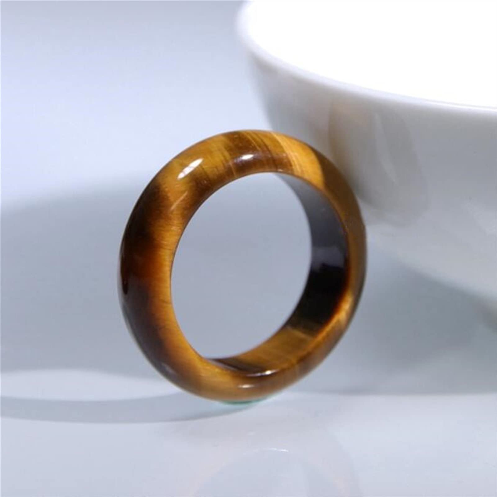 Yzdkj Men's Jade Ring Natural Tiger's Eye Stone Ring Jewelry Lucky Auspicious Peace Amulet ‘S And Wo’s Fine Jewelry Jade Ring (Gem Color : 2 Diameter19-20Mm)