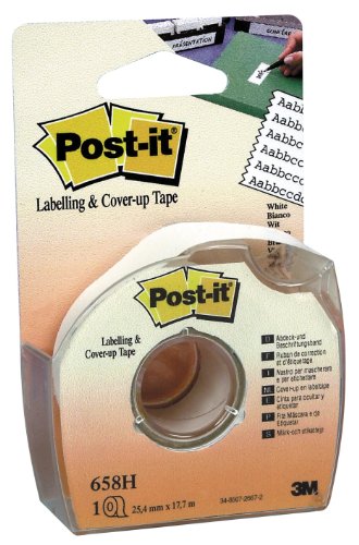 Post-it Ruban de Masquage avec Dévidoir, Blanc - 25 mm x 17,7 m - 1 Rouleau, 1 Dévidoir - pour...