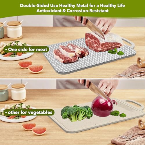 Tabla de Cortar Titanium para Cocina, Doble Cara con Titanio Puro y PP de Paja de Trigo, Fácil de Limpiar y Antideslizante, 14 x 10 Pulgadas miniatura 3