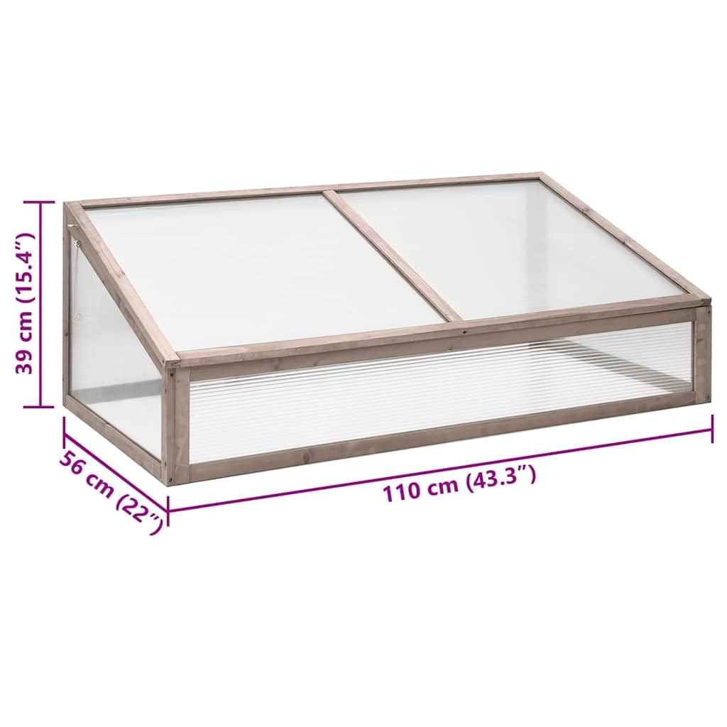 Invernadero gris de madera de abeto 110 x 56 x 39 cm con tapa abatible, invernadero para cobertizo de jardín, casa de plantas, casa de tomates, semillero, cultivo y protección de plantas en