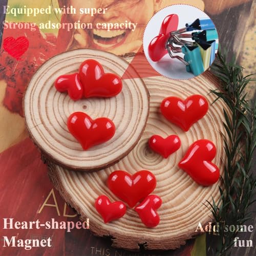 Imanes decorativos pequeños en forma de corazón rojo, pack de 8 miniatura 7
