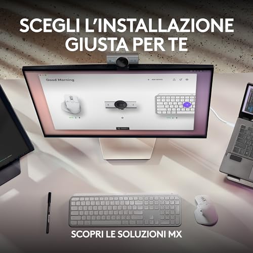 MX Brio per collaborazione, streaming Ultra HD 4K, 1080p a 60FPS, due microfoni con riduzione del rumore, Show Mode, USB-C, copertura webcam, Microsoft Teams, Zoom, Google Meet, Grigio chiaro - Webcam - Immagine 9