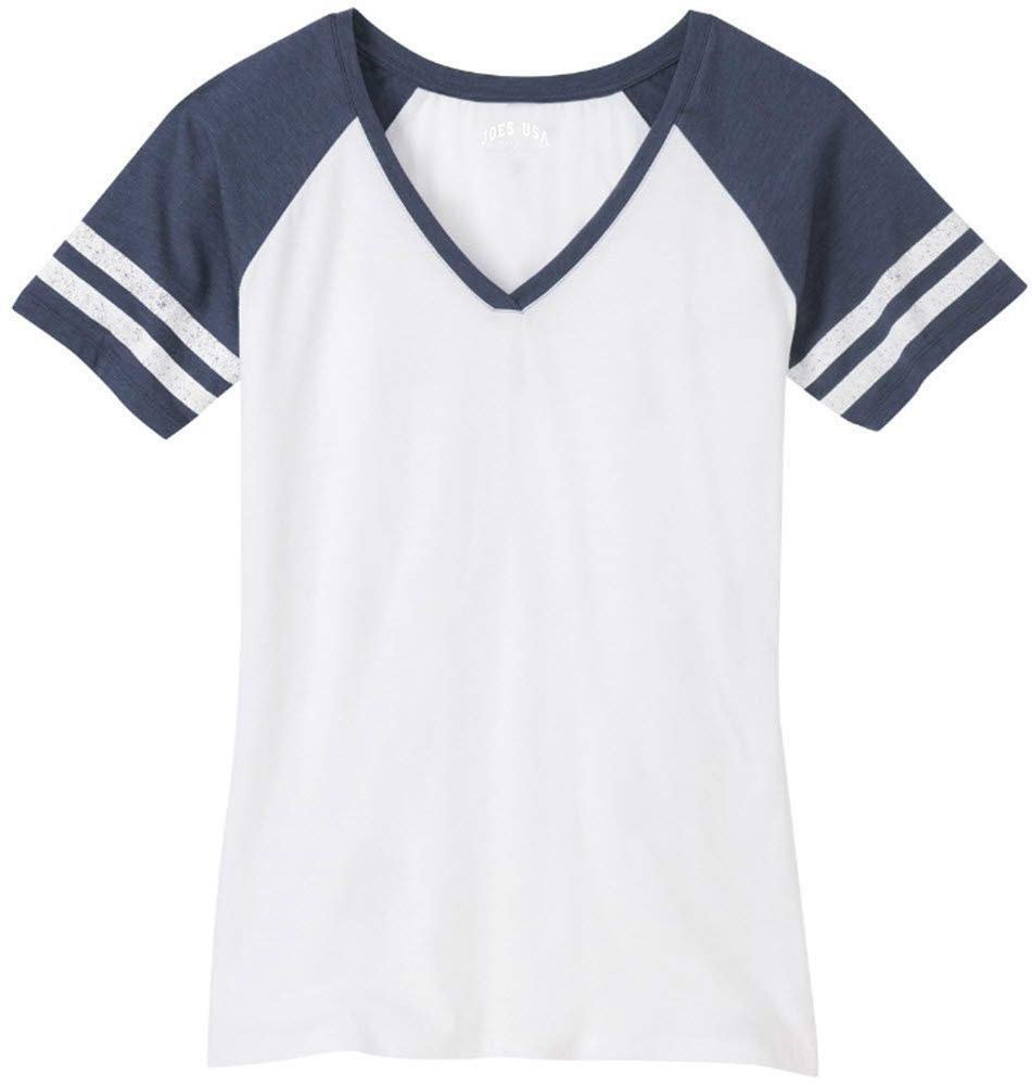 Joe's USA Ladies Distressed Retro V-Neck T-Shirts. Ladies Sizes: XS-4XL