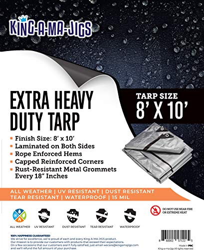 image for KING-A-MA-JIGS 8x10 Super Heavy Duty Tarp, Extra Thick 15 Mil, UV Resi