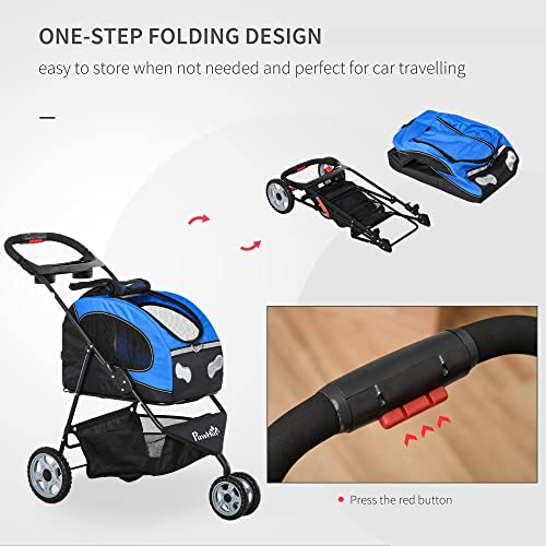 PawHut Foldable Pet Stroller, 5-in-1 Dog Cat Travel Carriage, Carrying Shoulder, Bag Backpack, Stroller, Luggage with… - Image 4