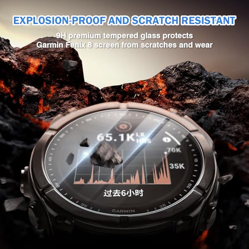 Image of 4 Pack Compatible for Garmin Fenix 8 47mm Screen Protector, HD Clear 9H Tempered Glass Watch Protective Film for Fenix 8 Amoled Screen Protector 47mm, Anti-scratch & Sensitive Touch