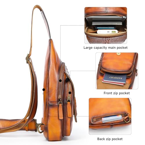 NIUCUNZH Genuine Leather Sling Bag Crocodile Flap Crossbody Purse Cross Shoulder Body Bags for Travel Everyday Carry Brown4