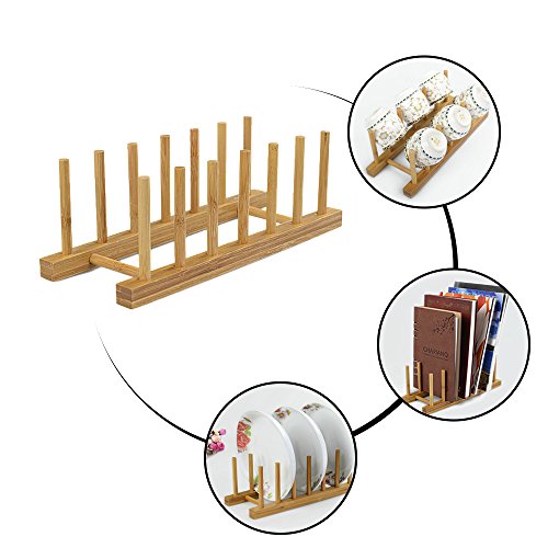 Natural Bamboo Dish Rack, Kitchen Drawer Organizer, Cutting Boars Cabinet Plate Cooking Lid