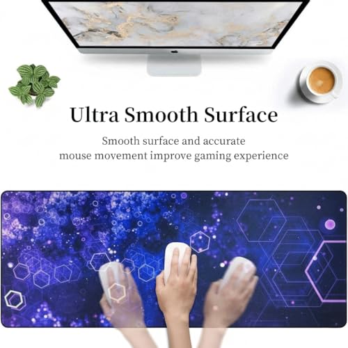 Image of Saco XXL Gaming Mouse Pad for PC - Large Desk Mat 900x400x3mm, Extended Non-Slip Rubber Base, Waterproof Surface, Galaxy Hex Pattern, Big Keyboard Mouse Pad for Office & Home Setup