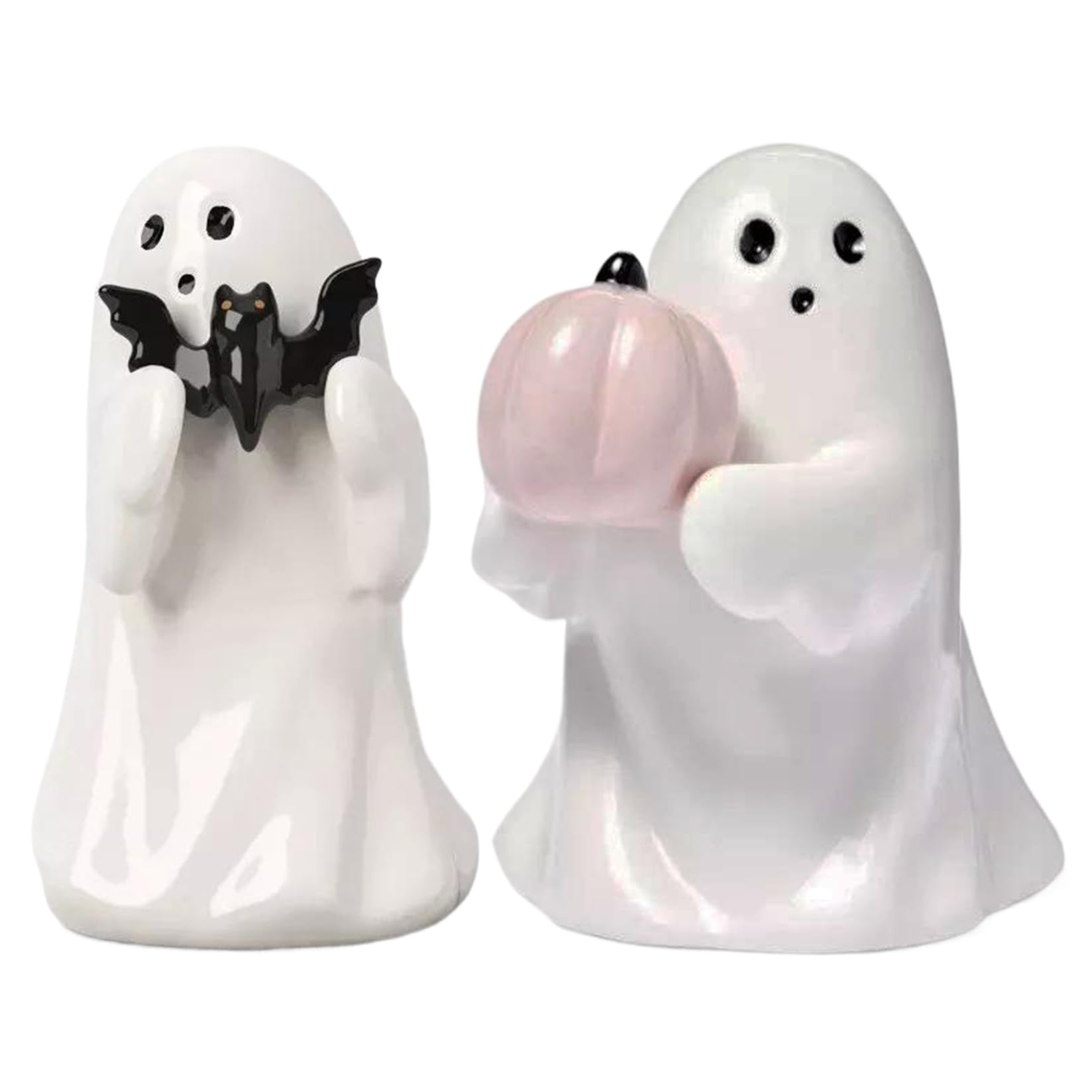 Pesoncarl Halloween Decorations, 2PCS Halloween Ghost 3.94" Resin Ghost Decor Ornament, Home Standing Decor, White Spooky Cute for Home Indoor Shelf Table