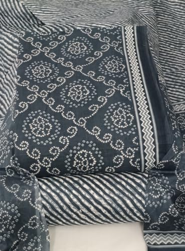 Image of DRAVINAM Trends Women's Premium Cambric Cotton Jaipuri Printed Unstitched Salwar Suit Dress Material with Mulmul Cotton Dupatta