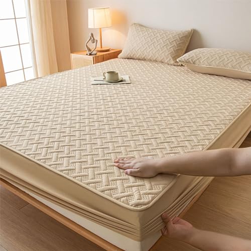 Protector de colchón 150x200 impermeable gris claro con sábanas ajustables 3