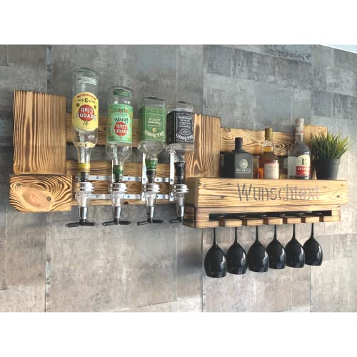 Etagère à liqueur Bar personnalisé – Distributeur de spitritouses – Support pour verres – Bois fait main rustique