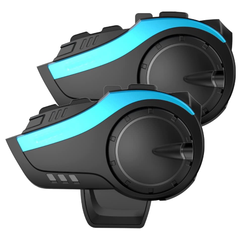 QSPORTPEAK Auriculares intercomunicadores de Grupo Bluetooth para Casco de Motocicleta,Alcance de 2000m/uso compartido de música/selección de Tono de Varios países(2 Pieza)