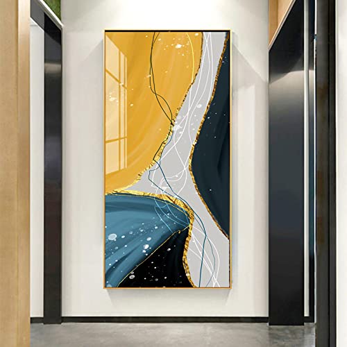 Peinture d'art au trait jaune doré affiches et impressions toile 70x140