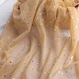 HAVII 54' x 8 Yards Gold Glitter Tulle Rolls Star Moon Sequin Tulle Fabric Bolt for Tutu Table Skirts DIY Sewing Crafts Wedding Party Backdrop Decoration