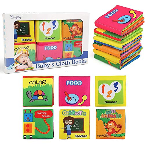 NEWSTYLE stoffen boeken baby, eerste babyboek zachte boek veilige niet-toxische stof baby stoffen boek educatief speelgoed geschenken voor zuigelingen, peuters aanraakgevoel activiteit (6 set)