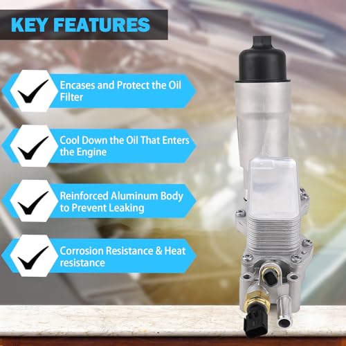 926-959 Upgraded Aluminum Engine Oil Filter Housing Oil Cooler Kit Fit for 3.6L 2011-2023 Dodge Charger Challenger Journey, Jeep Grand Cherokee Wrangler, Ram ProMaster Chrysler 200 300 Replace 926-876 - Image 6