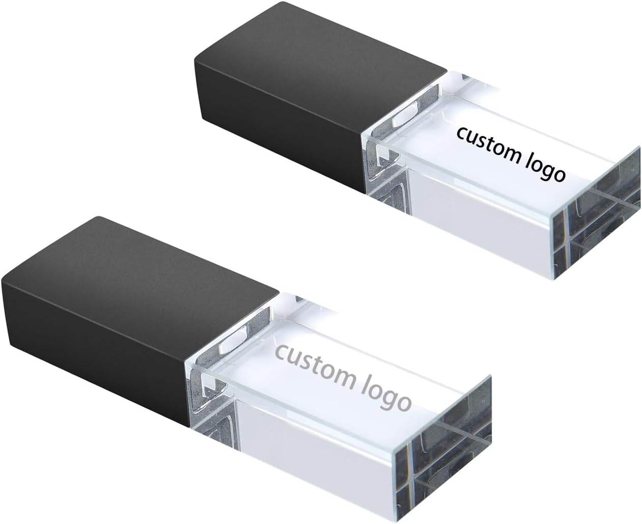 Customized Personalized USB 3.0 Flash Drive 10 Pack Black Flash Drive 64GB Crystal Glass USB Transparent Memory Storage Memory Unique Cool Fun Novelty Sweet Wedding Photography Gift (32GB 10PCS)