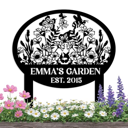 Metal Signs Customized Personalized Garden Stake Metal Sign Custom Garden Name Sign Custom Date Sign with Stakes for Outside Home Backyard Decor Farmhouse Patio Decorations Housewarming Gift