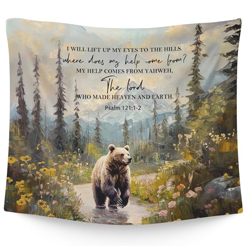 WAITPI Christian Woodland Mountain Hanging Wall Tapestry for Bedroom, Farmhouse