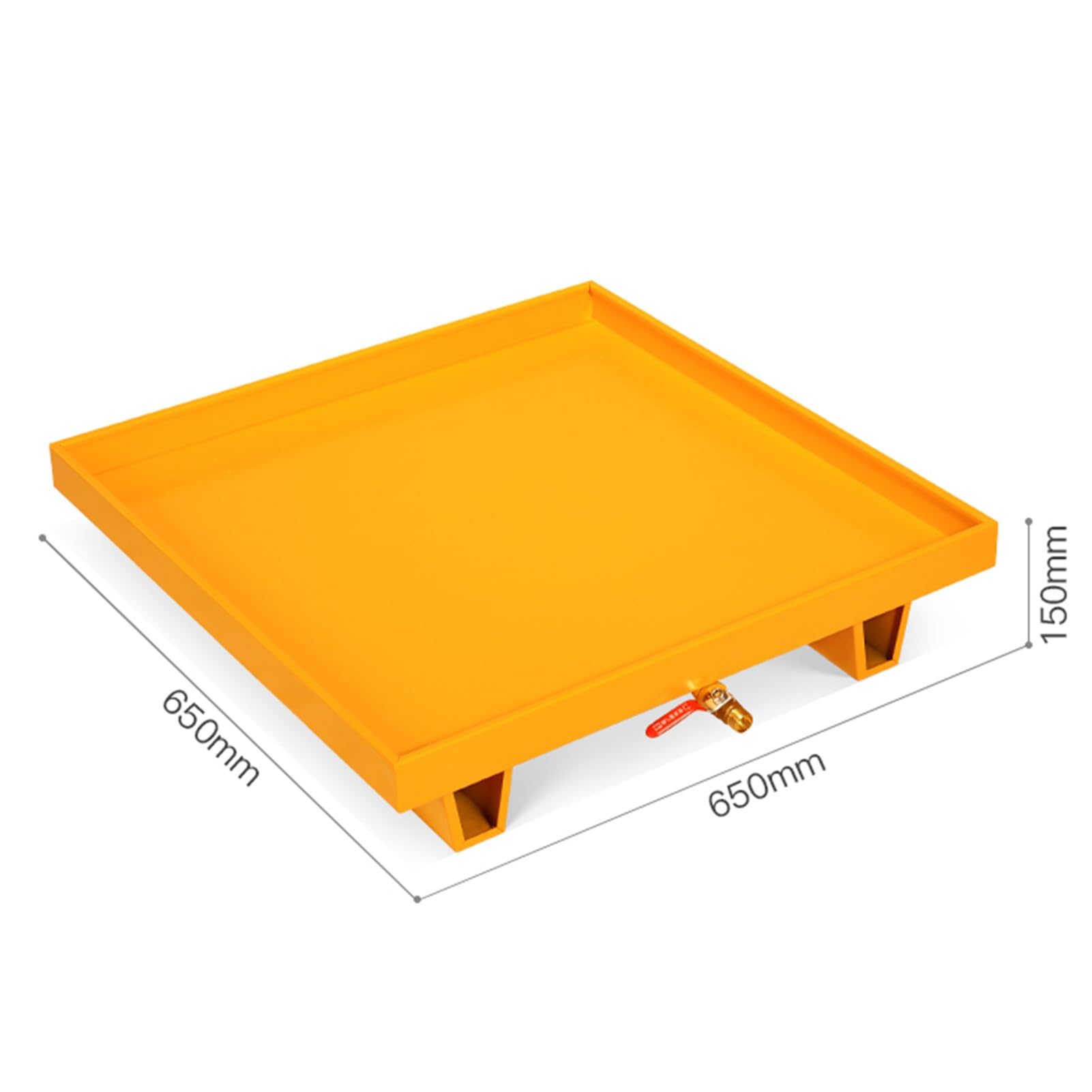 Générique Bac de rétention Jaune Robuste avec Orifice de Drainage, Plateforme étanche 65 x 65 x 15 cm pour Le Stockage Industriel et la sécurité en Atelier