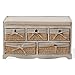 Rebecca Mobili Panca da Interno Shabby, cassettiera con Seduta 5 cassetti, Legno e Vimini, Bianco Beige, Stile Country, Ingresso e Salotto - Misure: 44 x 76 x 34 cm (HxLxP) - Art. RE4086