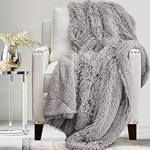 The Connecticut Home Company Throw Blanket, Soft Plush Reversible Shag and Sherpa, Warm Thick Throws for Bed, Comfy…