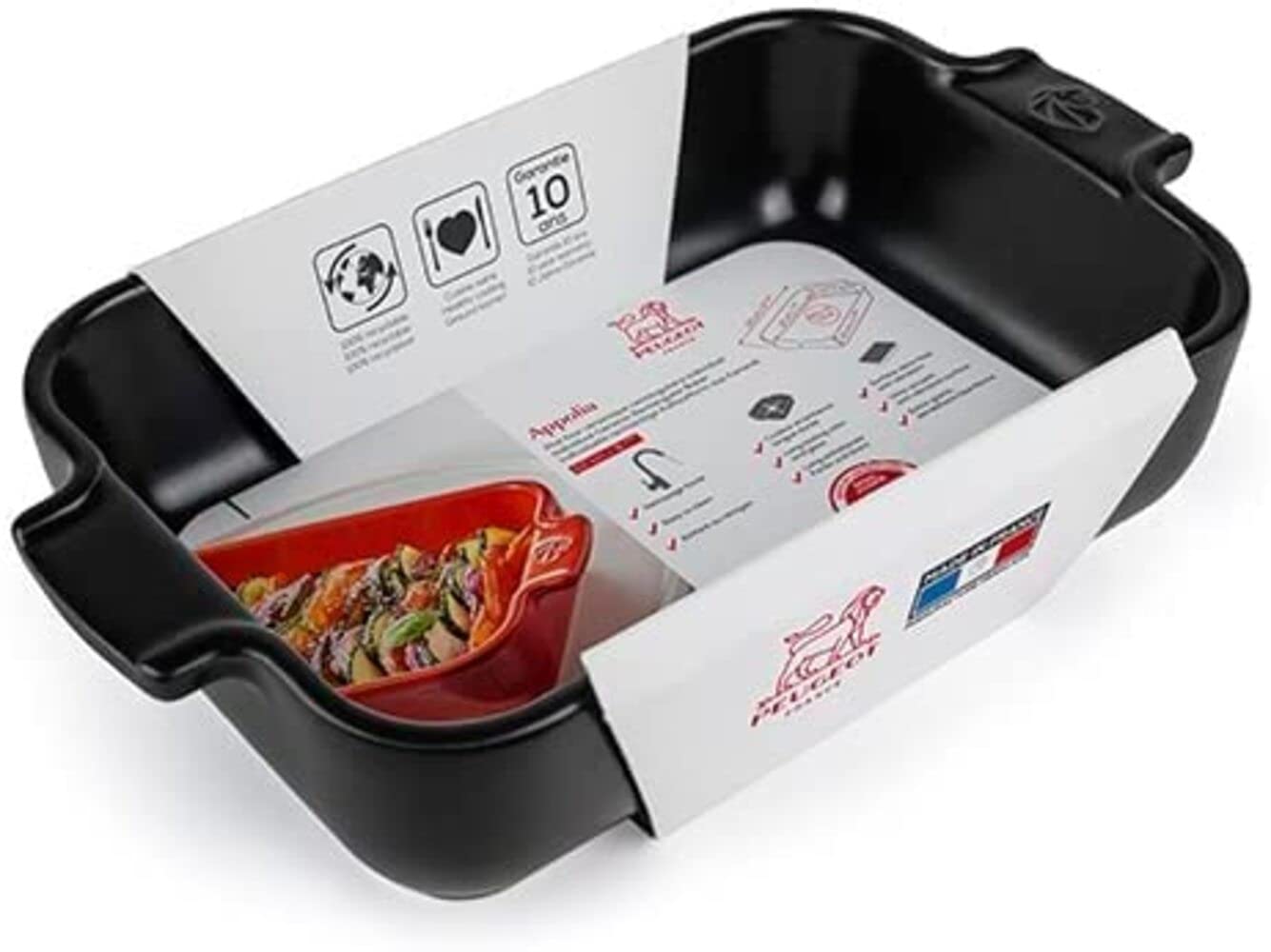 PEUGEOT - Rechthoekige keramische ovenschaal - 36 cm x 22 cm x 6,8 cm - Inhoud: 3,8 L - 10 jaar garantie - Gemaakt in Frankrijk - Kleur: Light Grey