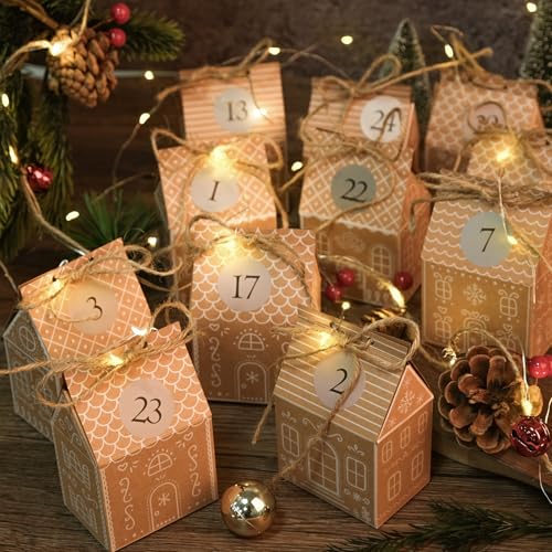 RUBY Adventskalender zum Befüllen, 24 DIY Lebkuchen Häuser...