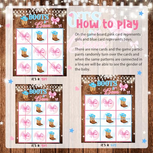 Boots or Bows Gender Reveal Tic Tac Toe miniatura 2