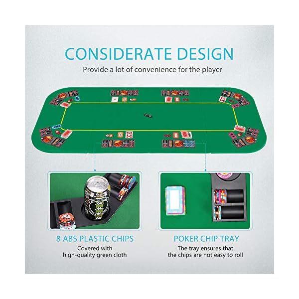 VIVOHOME 79 x 36 Inch Foldable 8Player Texas Poker Card Tabletop