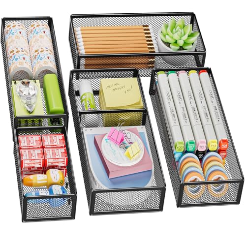 Marbrasse 5 Pack Mesh Drawer Organizer Set