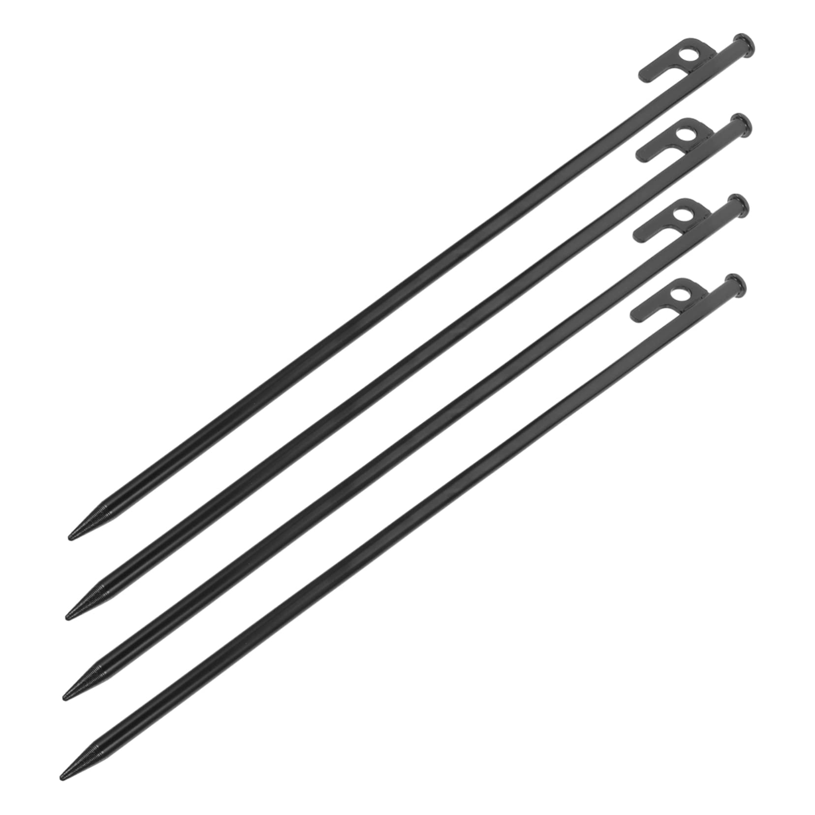 Estacas Metálicas para Tiendas de Campaña de Acero 4 Piezas 40 Cm | Negro, para Carpas y Cuerdas, Uso Exterior y Camping, Soporte Firme y Extracción Sencilla