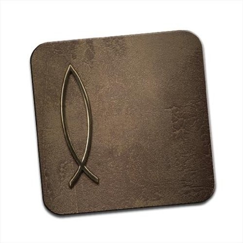 Fancy A Snuggle Brown Jesus Fish Symbol On Stone Christian Single Coaster